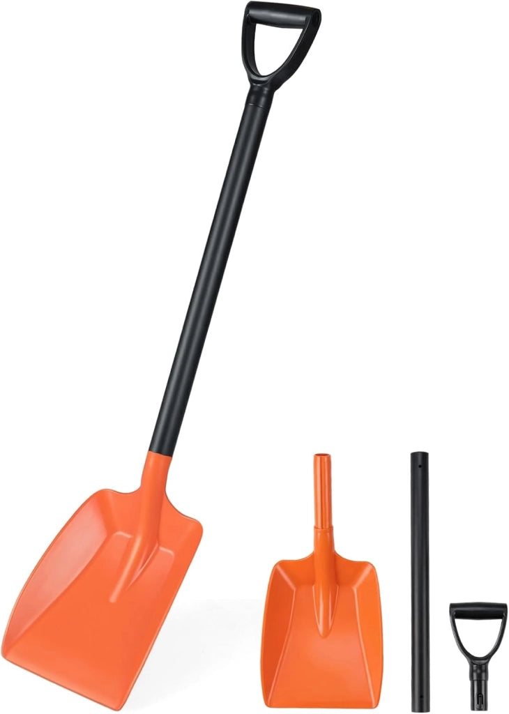 Pala da Neve Portatile, 111 cm Pala da Neve Retrattile con Asta Robusta in Alluminio e Manico Ergonomico, per Giardino, Campeggio