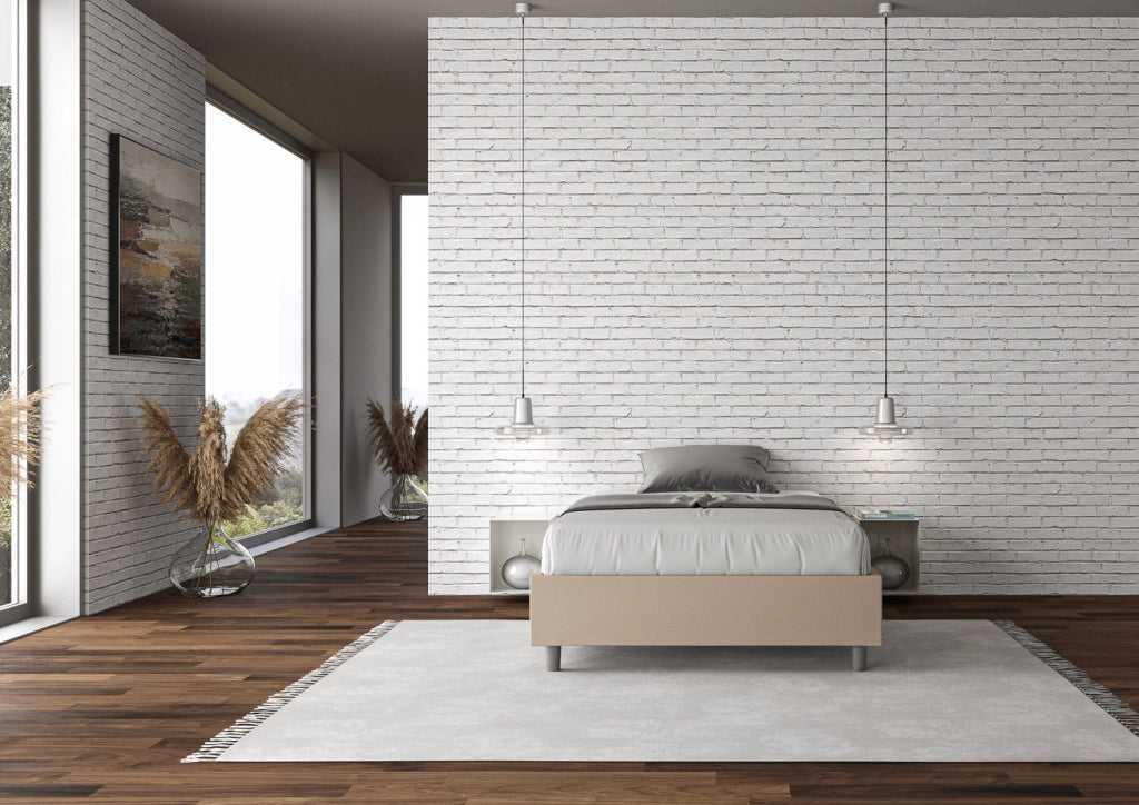 Letto Matrimoniale Extra Large Sommier 200x210 cm con Rete Azelia Tortora