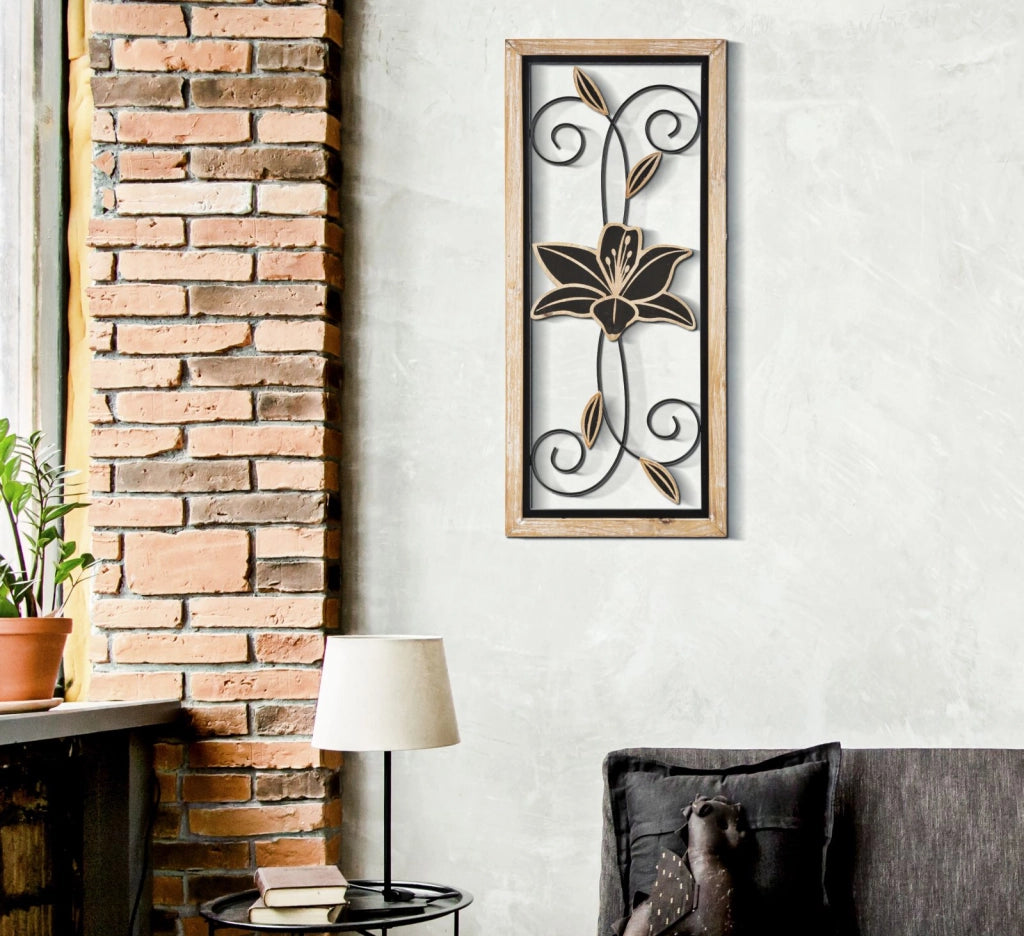 PANNELLO IN FERRO E LEGNO KOMAN -B- CM 26X2,5X60