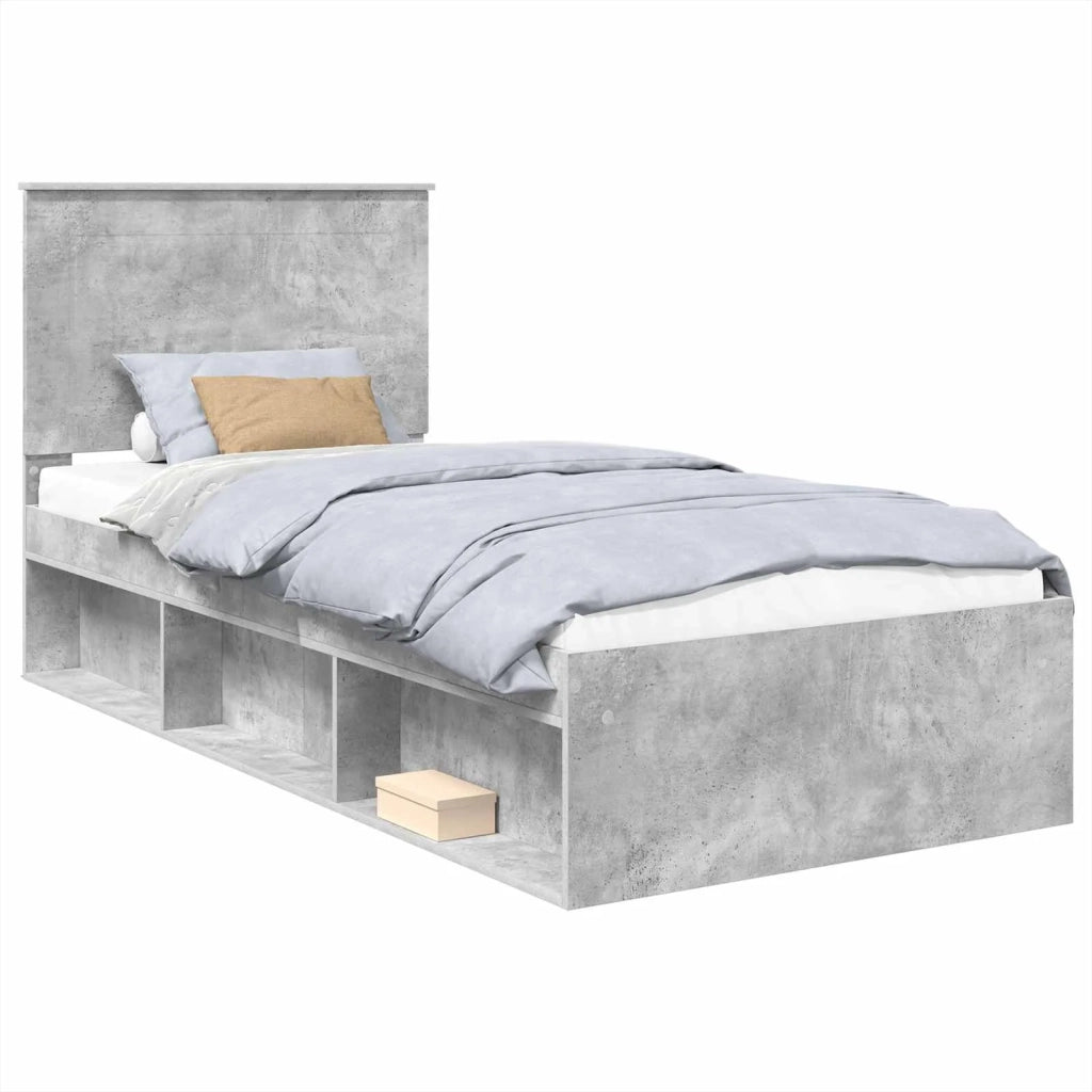 Letto singolo | Letto per adulti | Struttura del letto Calcestruzzo 90 x 200 cm Pino massello