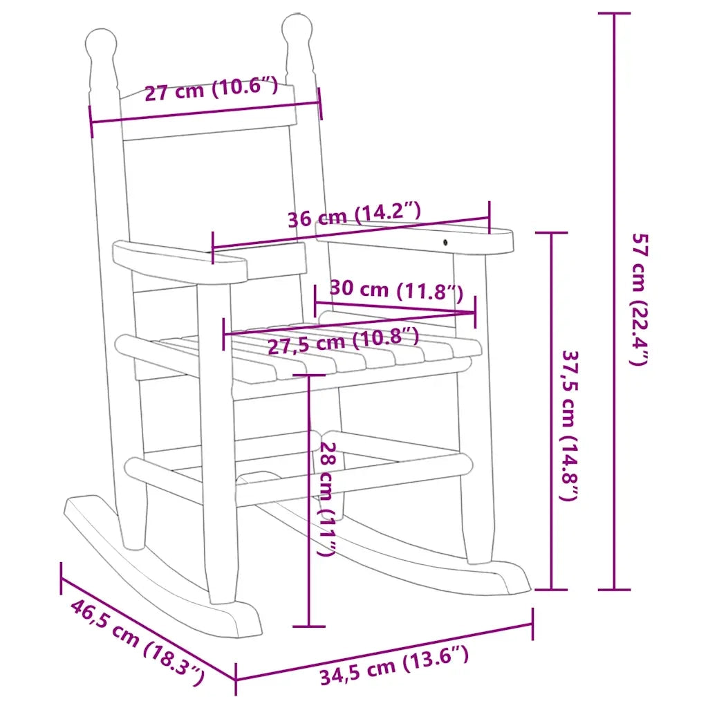 Sedie a Dondolo per Bambini 2 pz Nere Legno Massello di Pioppo CFW4242698