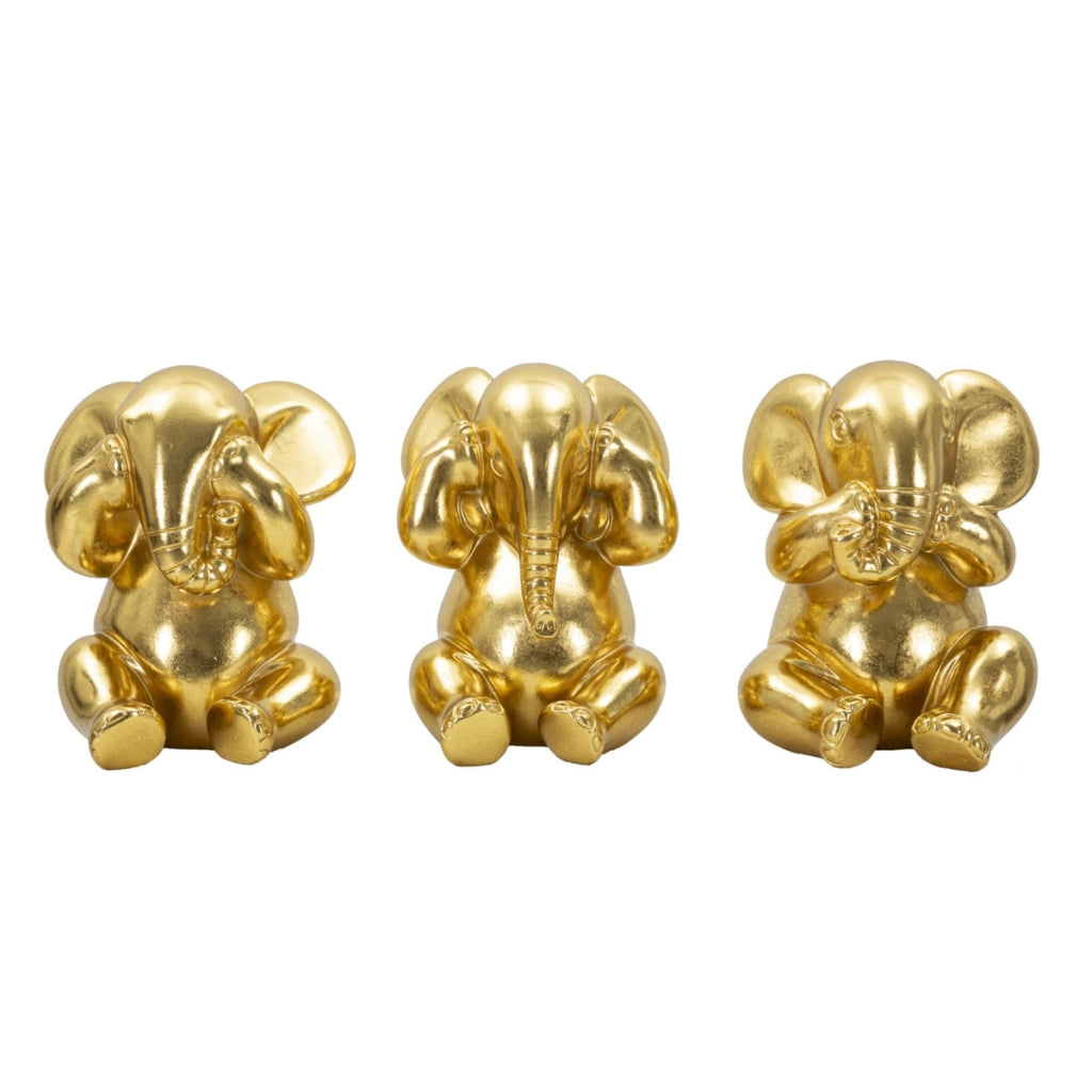 Scultura Scimmia 11, Oro, Poliresina, 15,5x15,5x20,5 cm