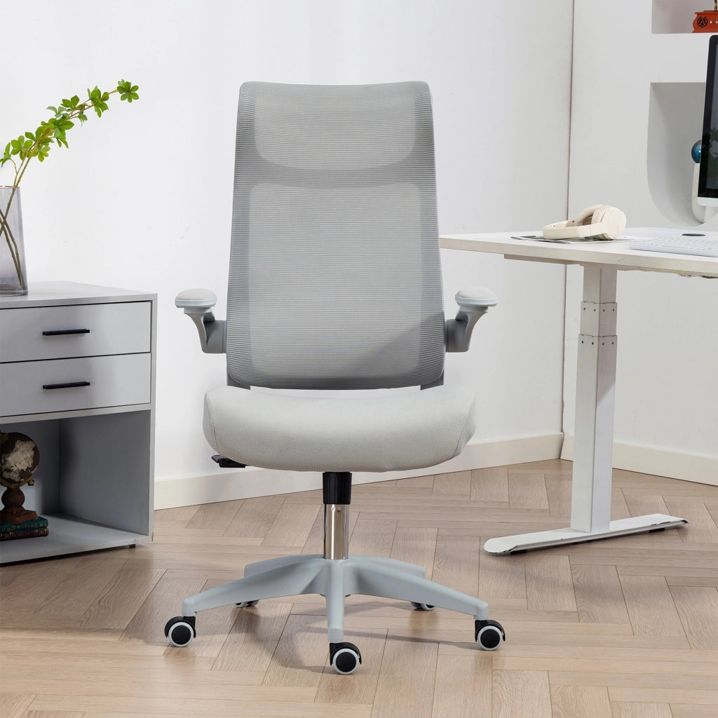 Sedia da Ufficio Ergonomica con Schienale a Rete e Braccioli ¨C Minimal ¨C Grigio
