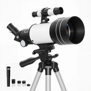 Telescopio astronomico con obiettivo da 70 mm, 5 x 24, treppiede regolabile, argento, per principianti