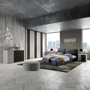 Camera da letto grigio frassinato con inserti noce scuro Cecilia
