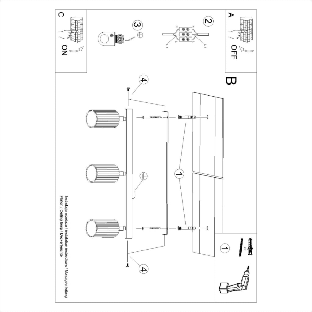 Lampada da soffitto KARBON 3L oro