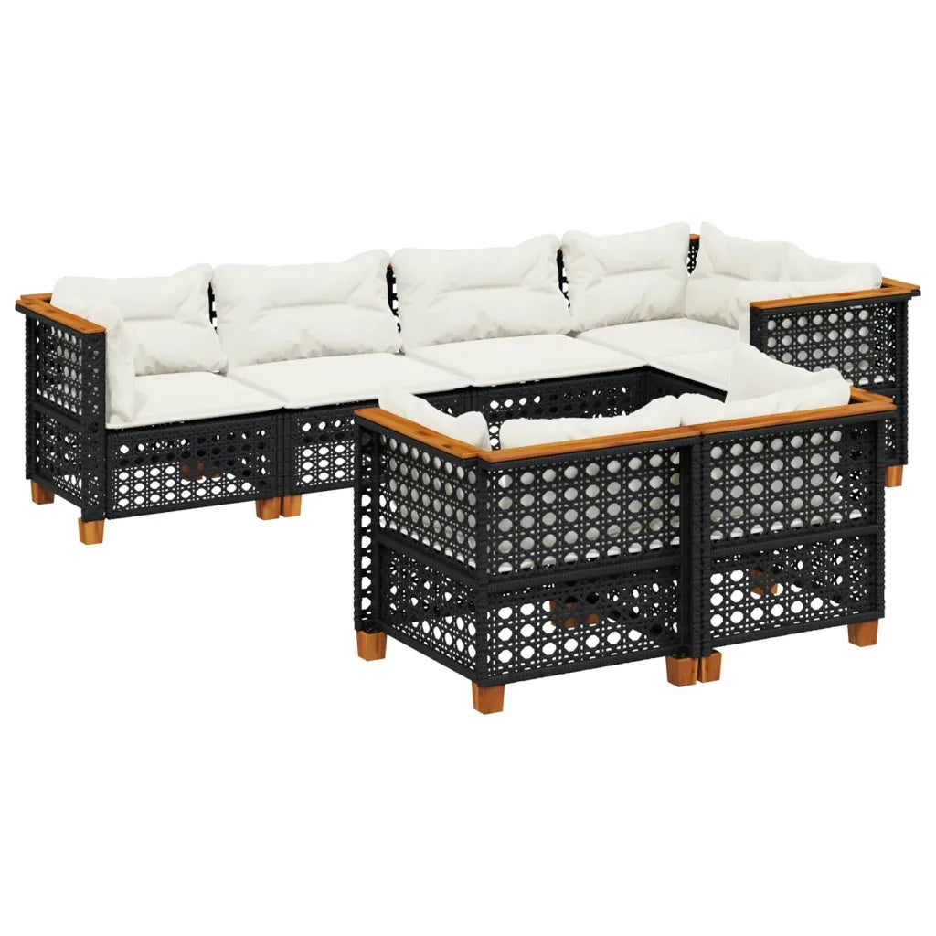 Set Divani da Giardino con Cuscini 7pz Nero Polyrattan 3261884