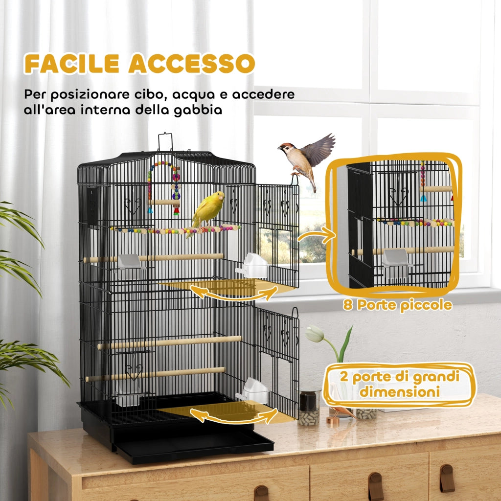 Gabbia per Uccelli ¨C Minimal ¨C Nero, Legno, 46.5x35.5x92cm
