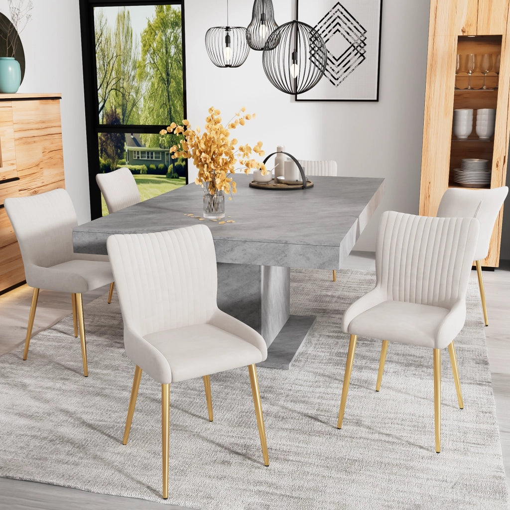SEDIA da pranzo in velluto, Set da 2 pezzi, Beige e Oro