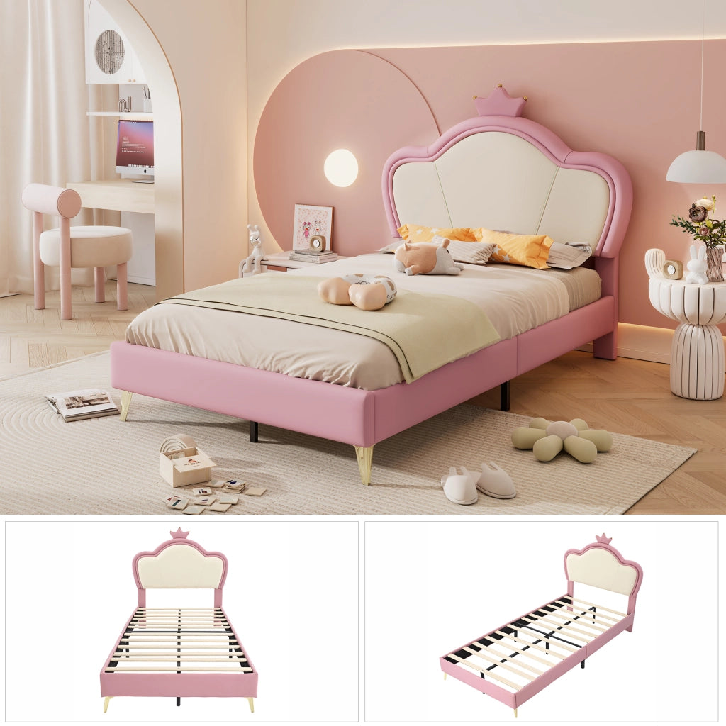 letto singolo pu rosa bianco 90x200 cm