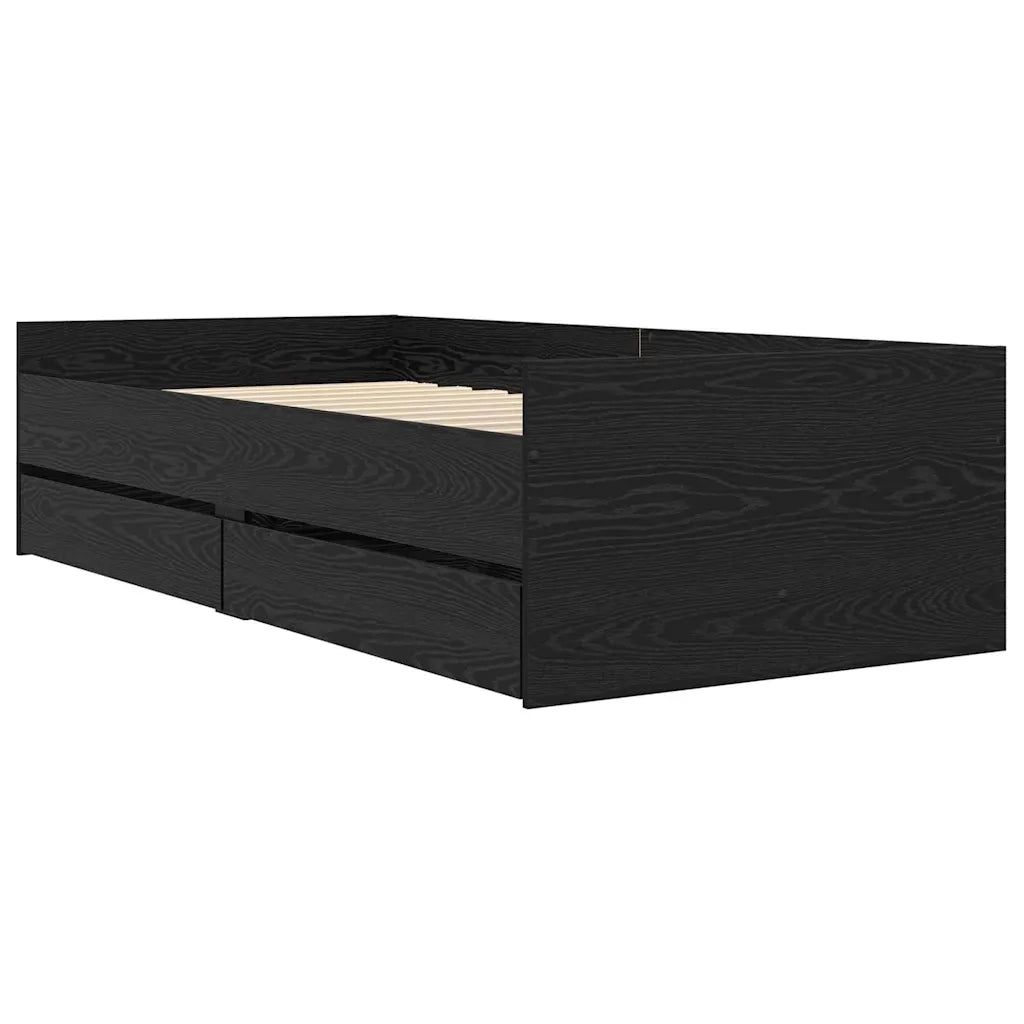 Struttura del letto Rovere Nero 100 x 200 cm Pino massello 3403203