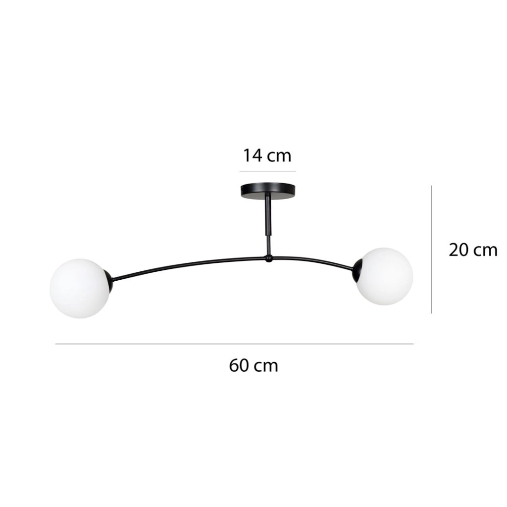 Plafoniera Emibig Pregos 2 2xE14 nera 60 cm metallo