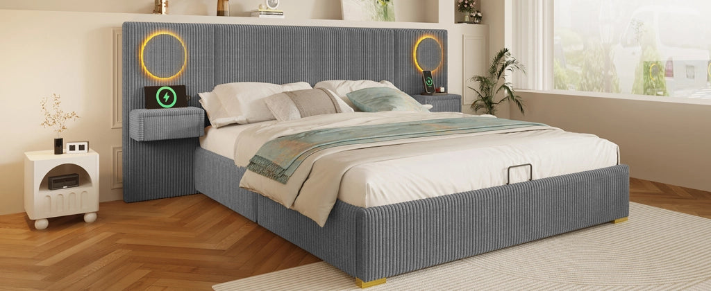 letto imbottito velluto grigio 180 x 200 cm