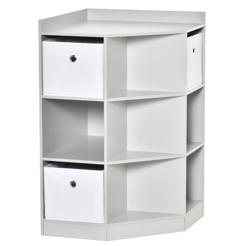 Scaffale angolare per bambini grigio in MDF con 3 cassetti