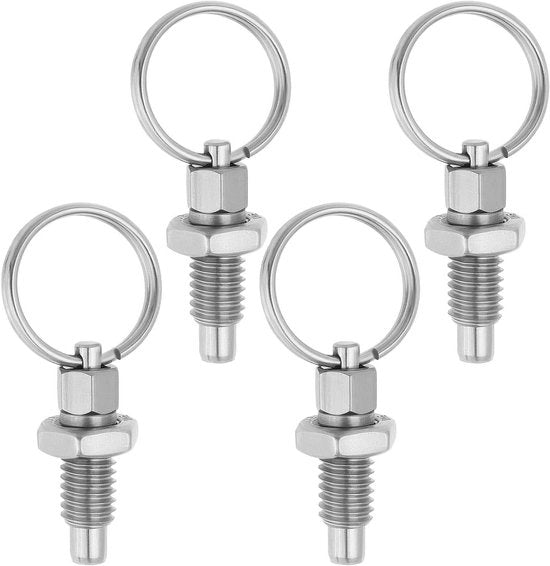 Veerplunger in acciaio inossidabile - M6x1 - 4 pezzi - Uso industriale - Adatto per chassis e cassetti - Veerdrukker con trazione con lunghezza di pin 12mm diametro esterno 4mm