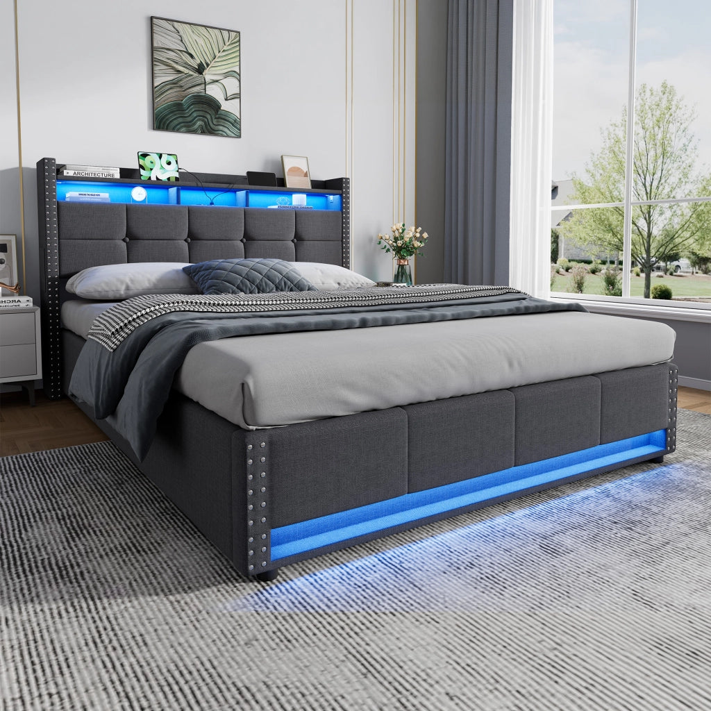 Letto contenitore 140x200 cm, colore grigio