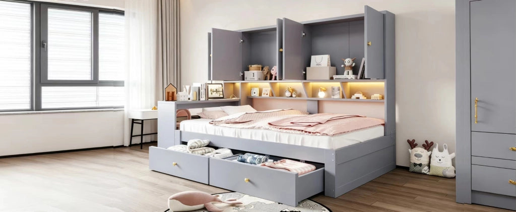letto multifunzione mdf grigio 95 x 235 cm