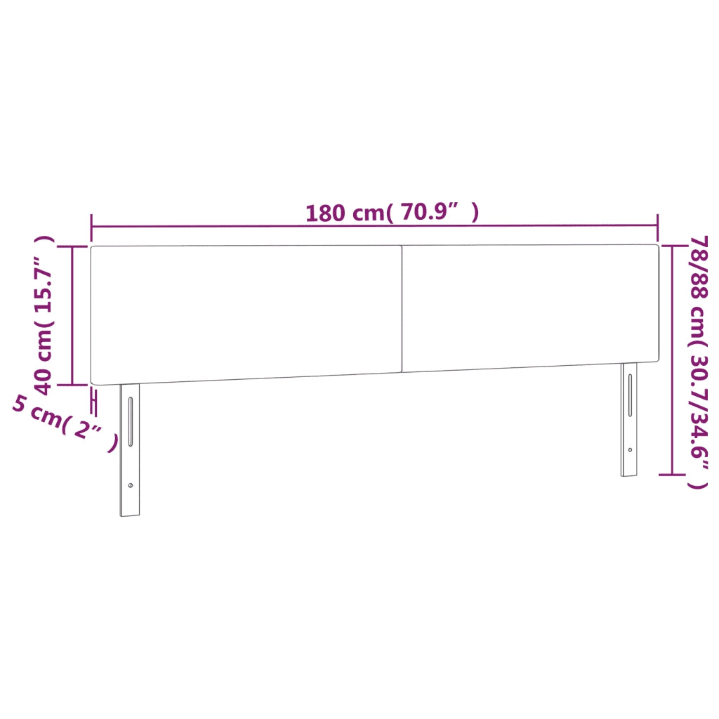 Testiera a LED-Testata con LED Nera 180x5x78/88 cm in Tessuto 531651