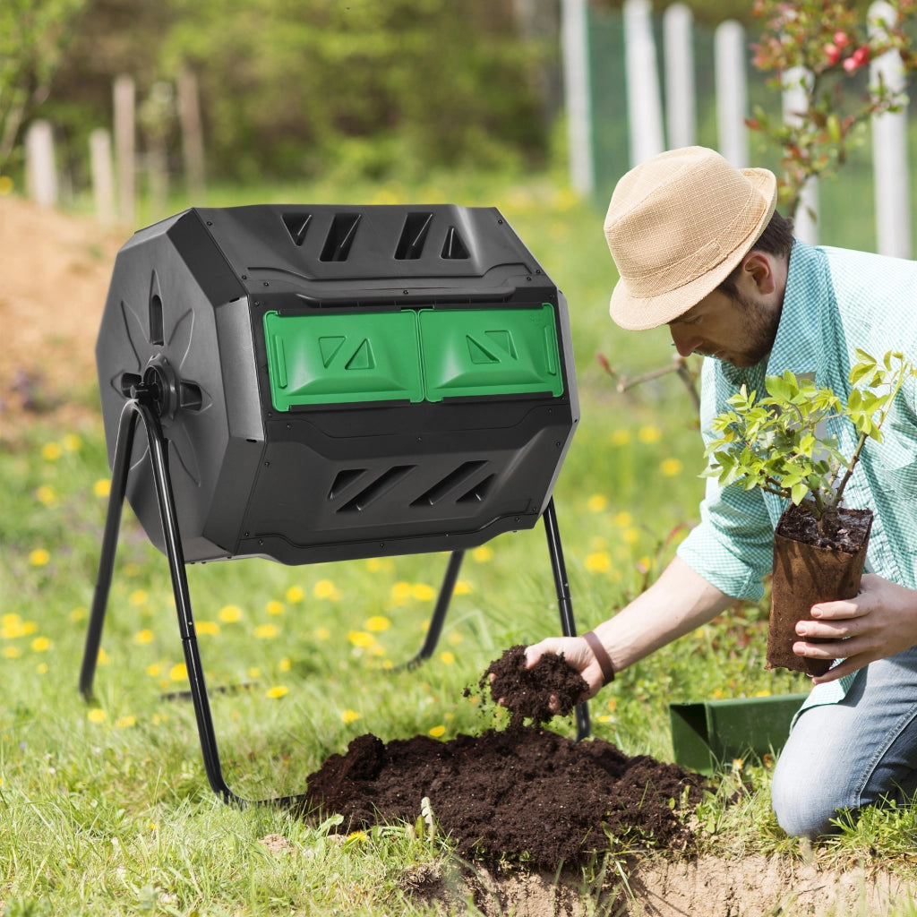 COMPOSTER A 2 CAMERE ROTANTE 160 L NERO