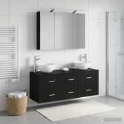 Set di mobili per il bagno 4 pz Rovere Nero 3406736