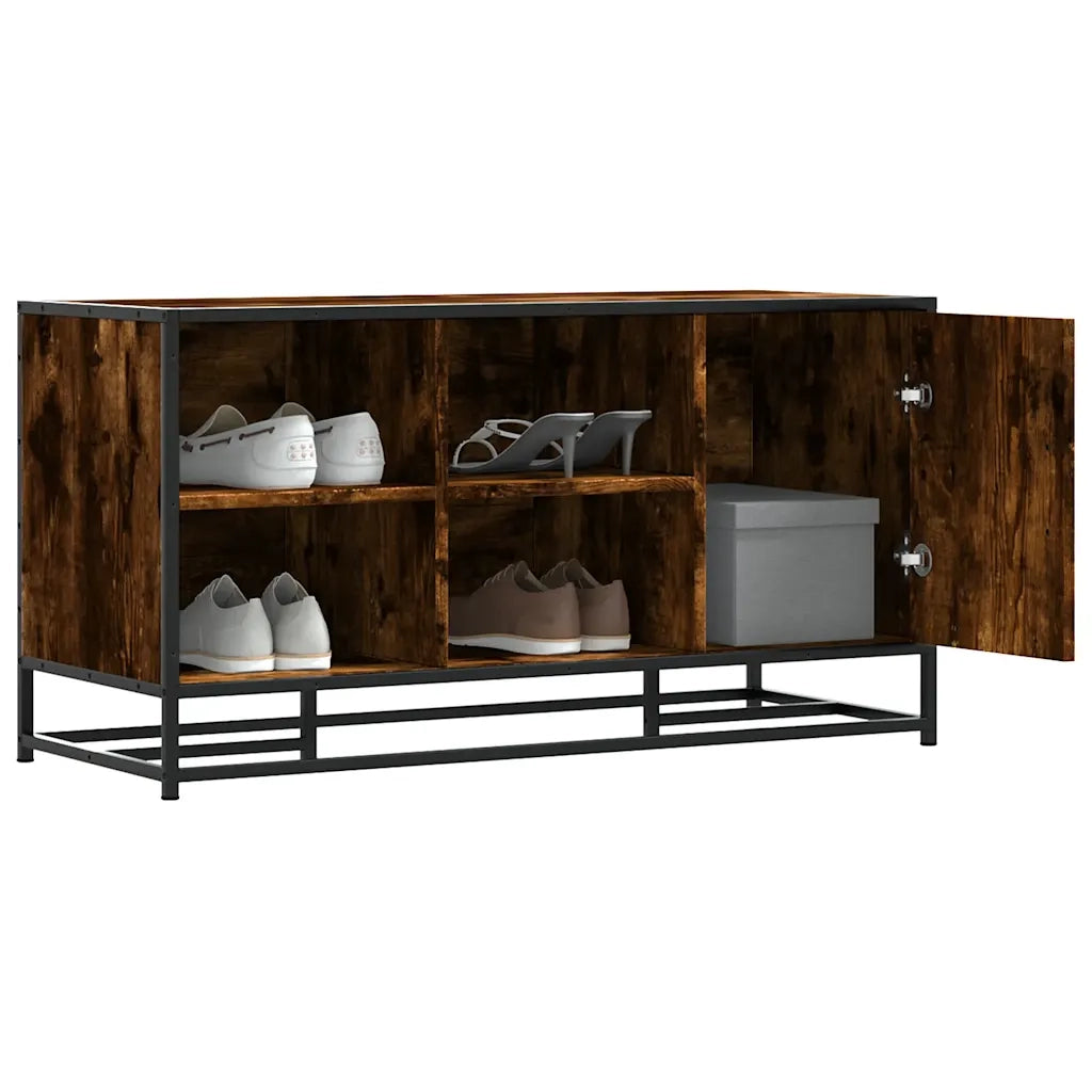 Scarpiera in Rovere Fumo 100x40x53,5 cm in Truciolato e Metallo 849216