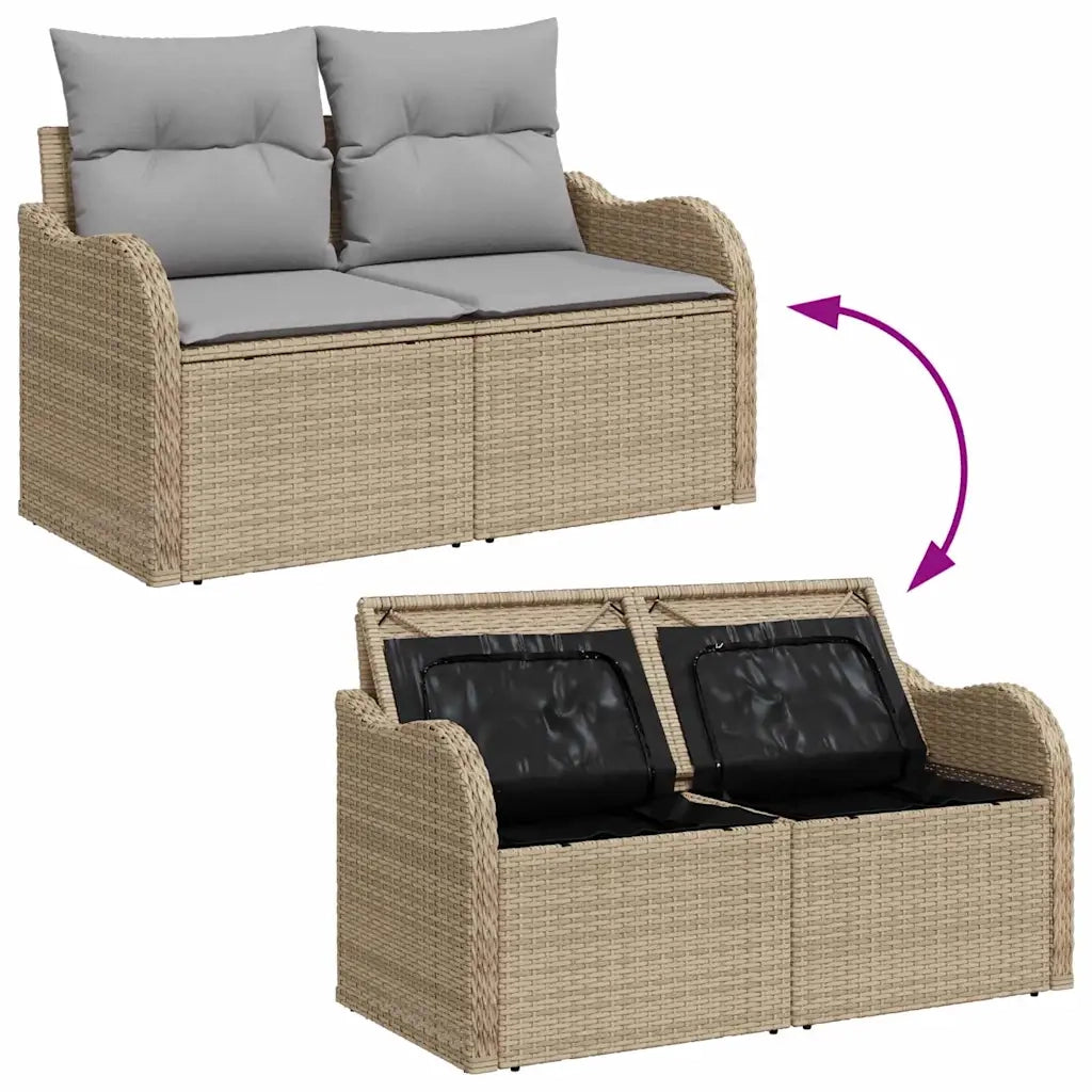 Set Divano da Giardino 7 pcs Beige e Grigio Chiaro polyrattan 3356075