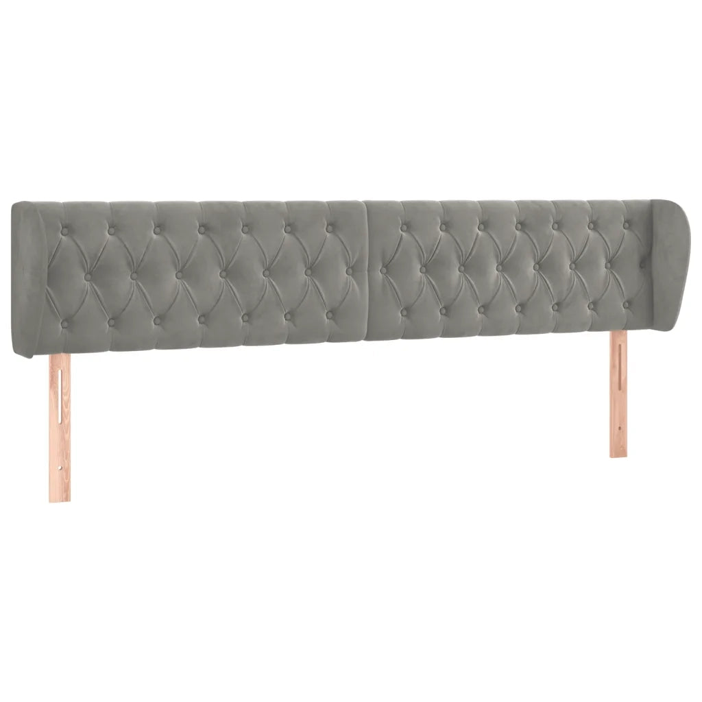 Testiera | Testata ad Orecchio Grigio Chiaro 183x23x78/88 cm in Velluto