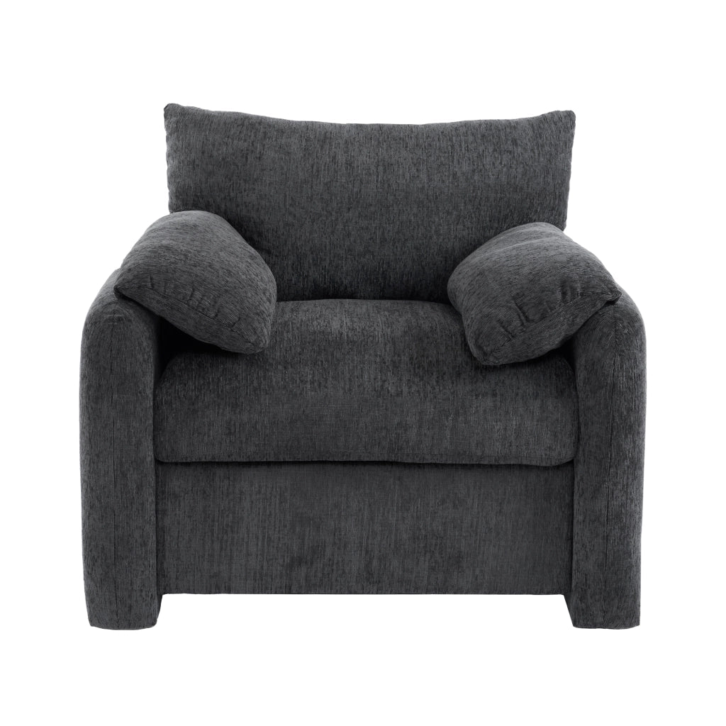 Poltrona in chenille grigia 96x82x84 cm con imbottitura ad alta elasticità