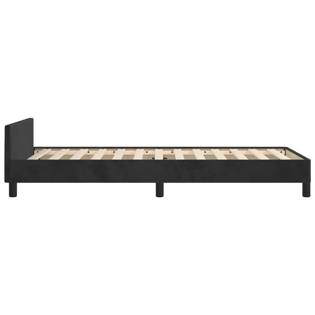 Letto singolo | Letto per adulti | Giroletto con Testiera Nero 80x200 cm in Velluto