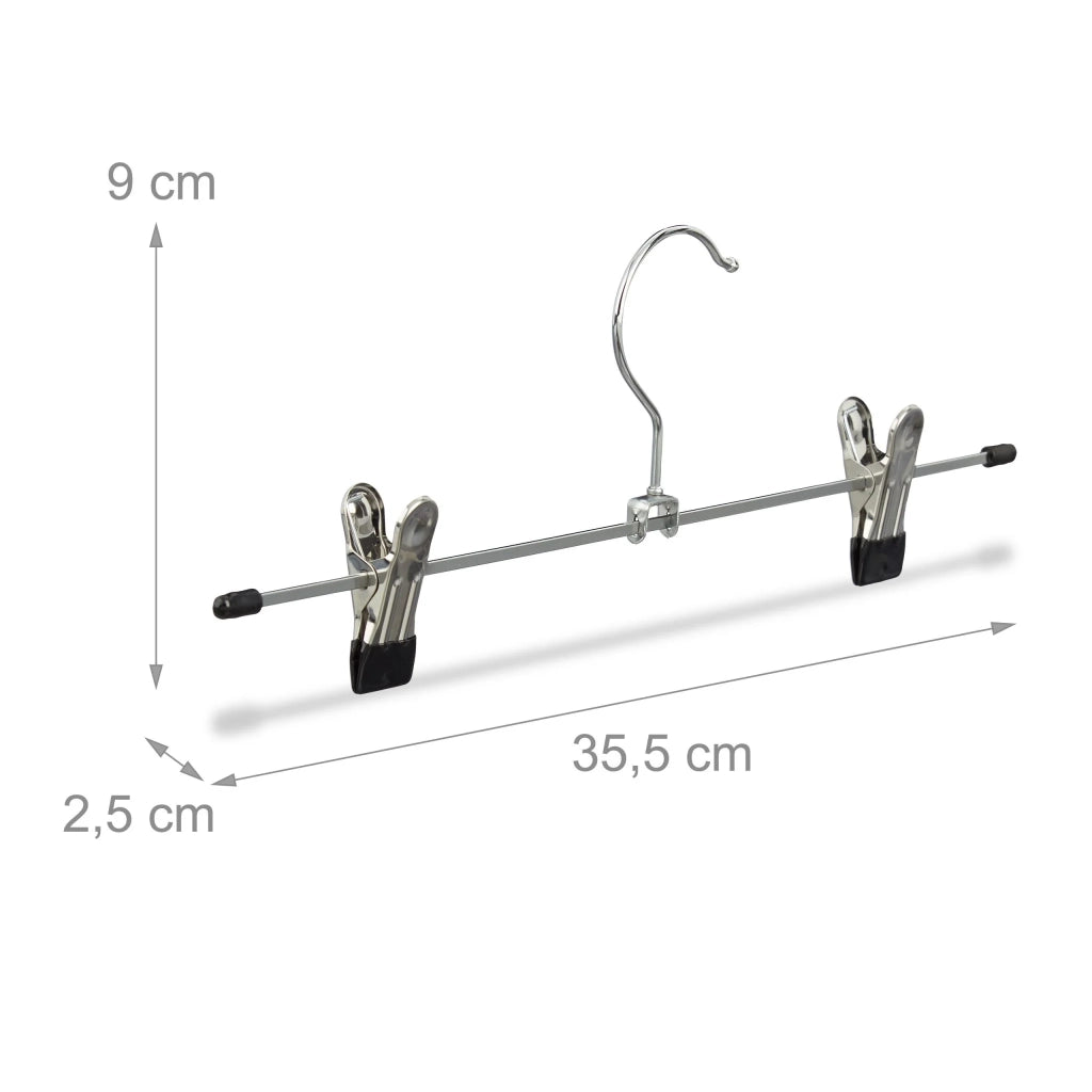 Set di 10 grucce con mollette antiscivolo polivalenti 9 x 35,5 x 2,5 cm in ferro cromato nero 13_0006167