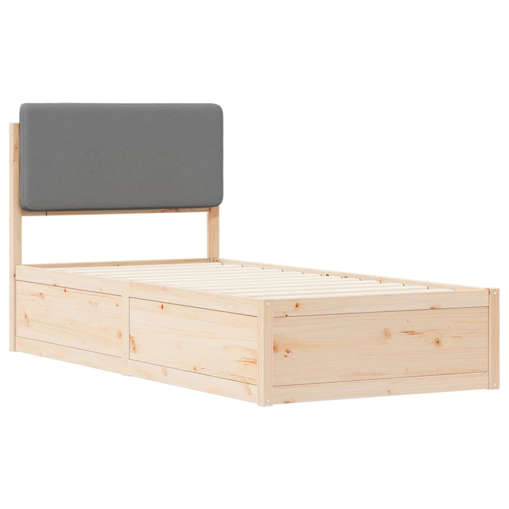 Letto con Testiera Rivestita Grigio chiaro 75 x 190 cm