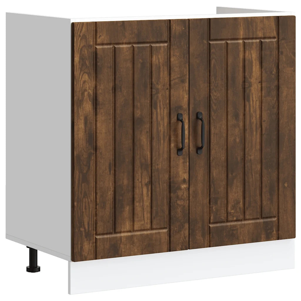 Mobile Base Lavello Lucca Rovere Fumo in Legno Multistrato 853692