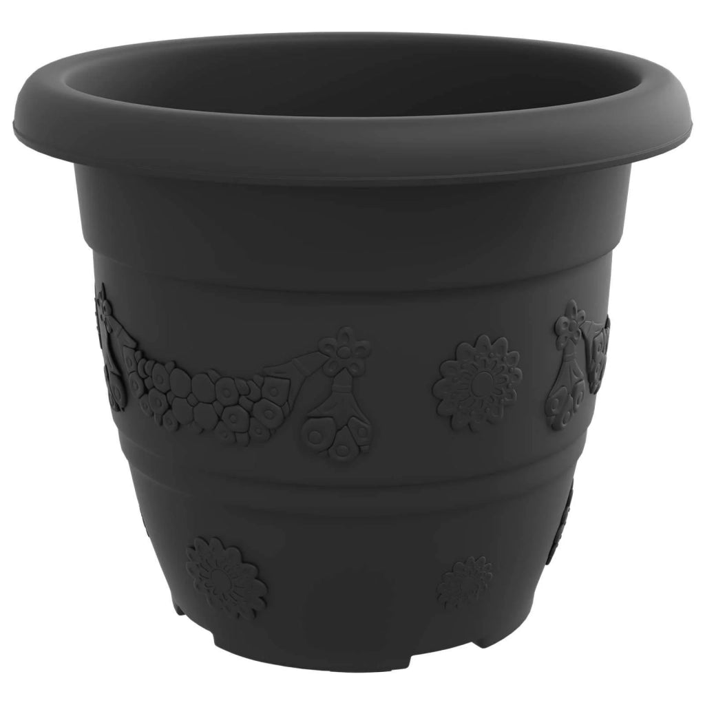 Set di 24 vasi cilindrici moderni per interni/esterni 26 x 21,5 cm plastica nera 02_0056126
