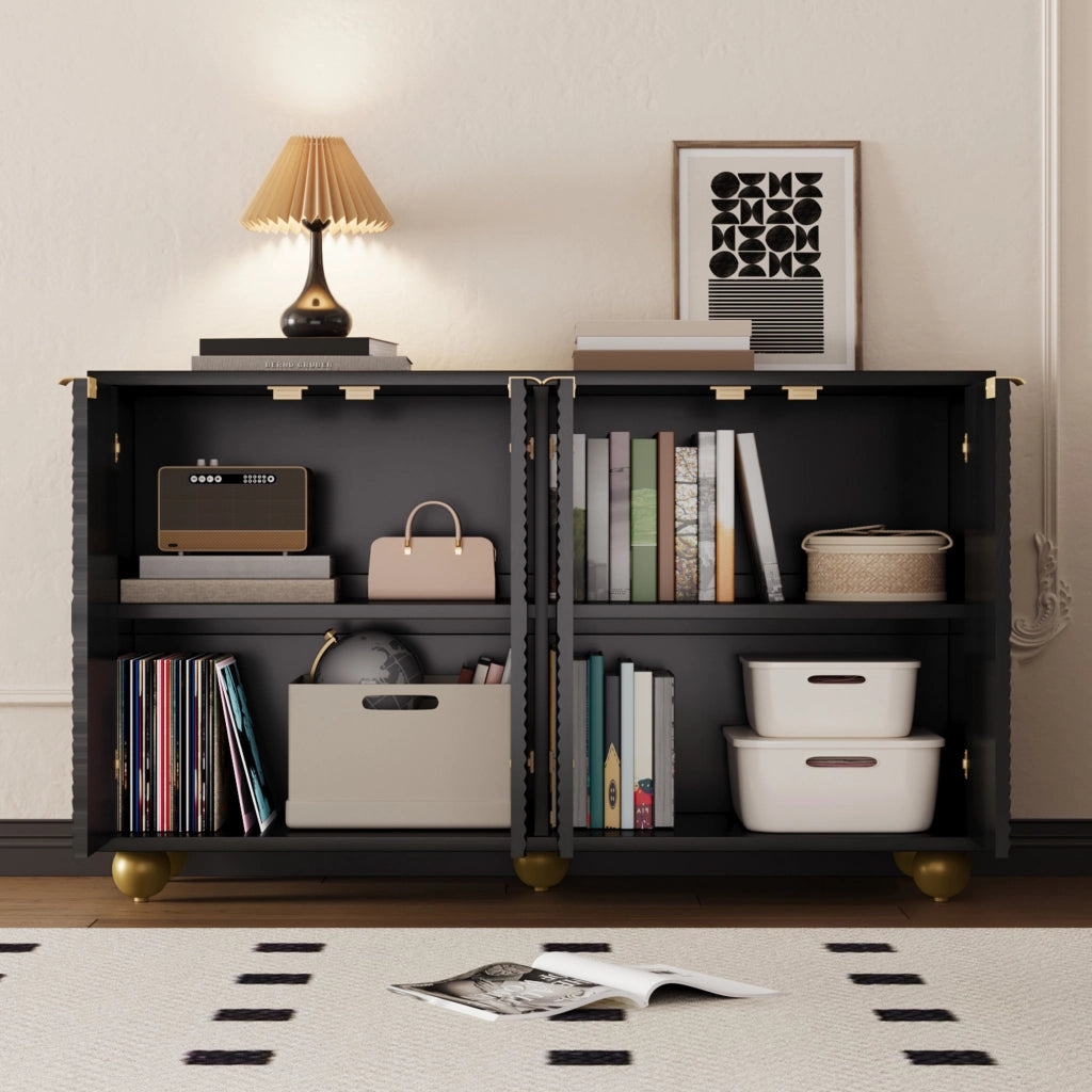Credenza con ripiani regolabili in MDF nero