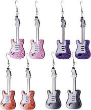 Orecchini per chitarra acrilici da 4 pezzi - moda rock retro creativa.