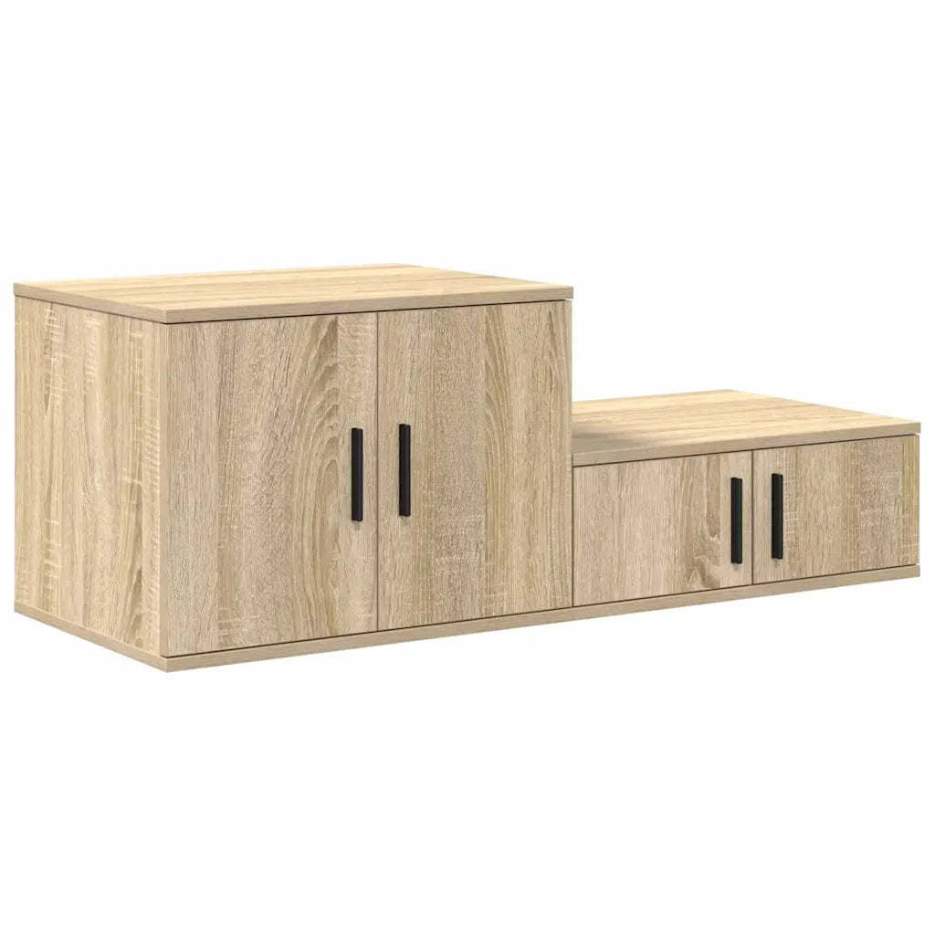 Mobile contenitore moderno 108 x 41 x 40 cm con 2 ripiani stile minimalista e resistente in legno composito rovere Sonoma 02_0052120