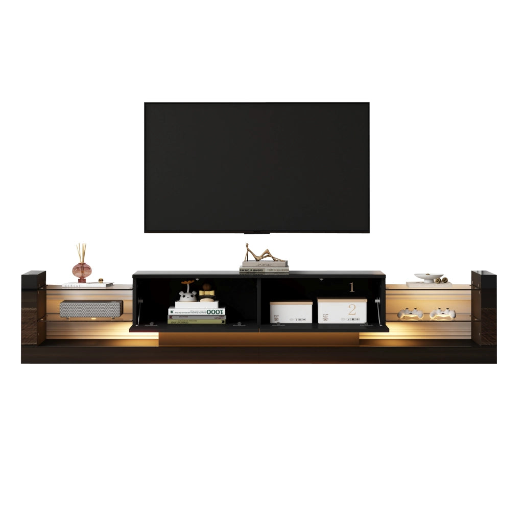 Mobile TV lucido con LED e frontale in vetro, 181 cm