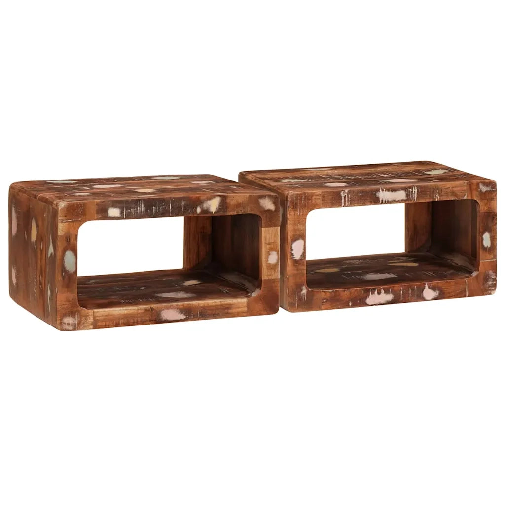 Comodino 2 pcs Marrone Legno Recuperato Massello 4104580