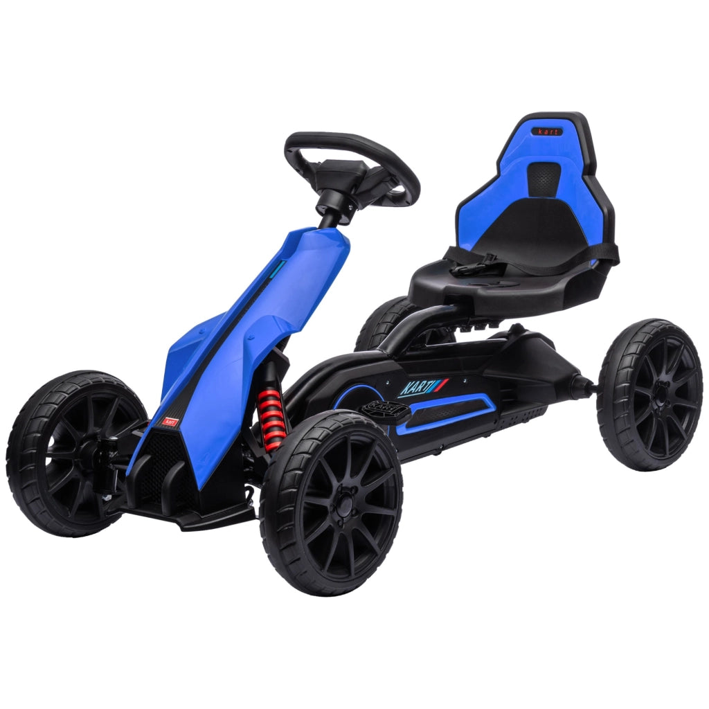 EasyComfort Go Kart a Pedali per Bambini 3-8 Anni con Sedile Regolabile e Ruote in EVA, 100x58x58.5 cm, Blu