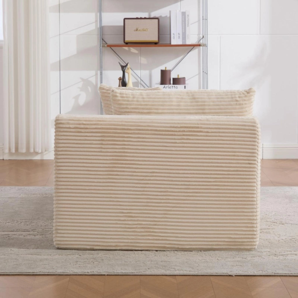Divano compatto, divano modulare, tessuto chenille, schiuma ad alta elasticità 30D, base antiscivolo, 1 posto, beige
