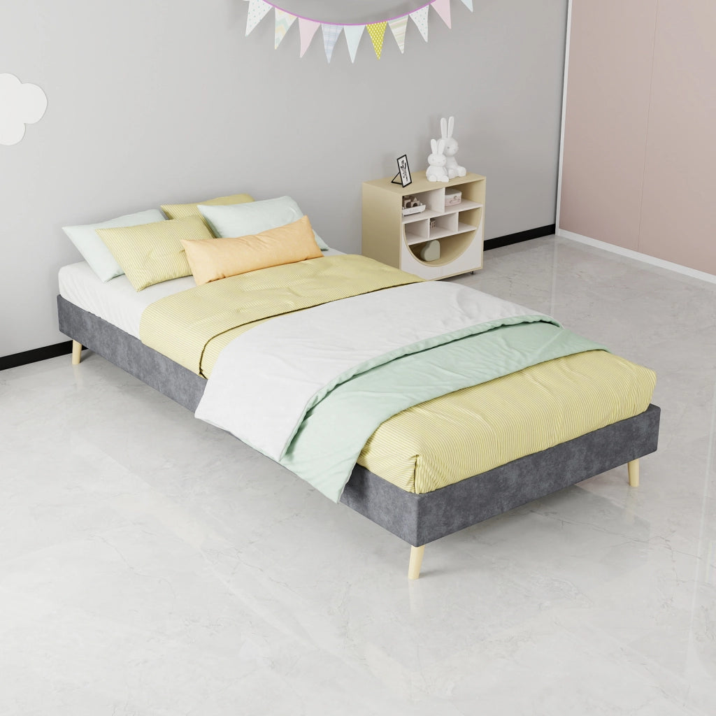 letto tela e metallo grigio 90 x 200 cm