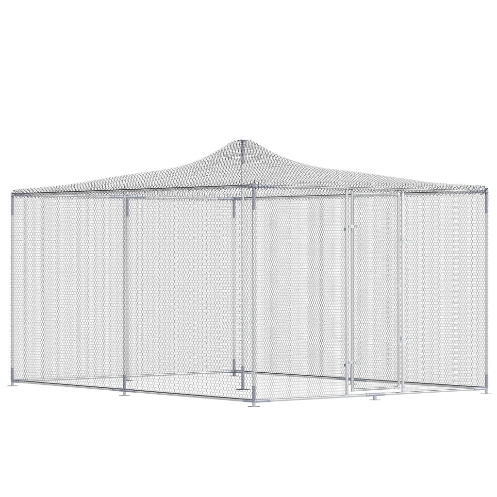 Pollaio Esterno in Acciaio Zincato con Porta e Doppi Serratura ¨C Zephmum ¨C Argento 4x3x2 m