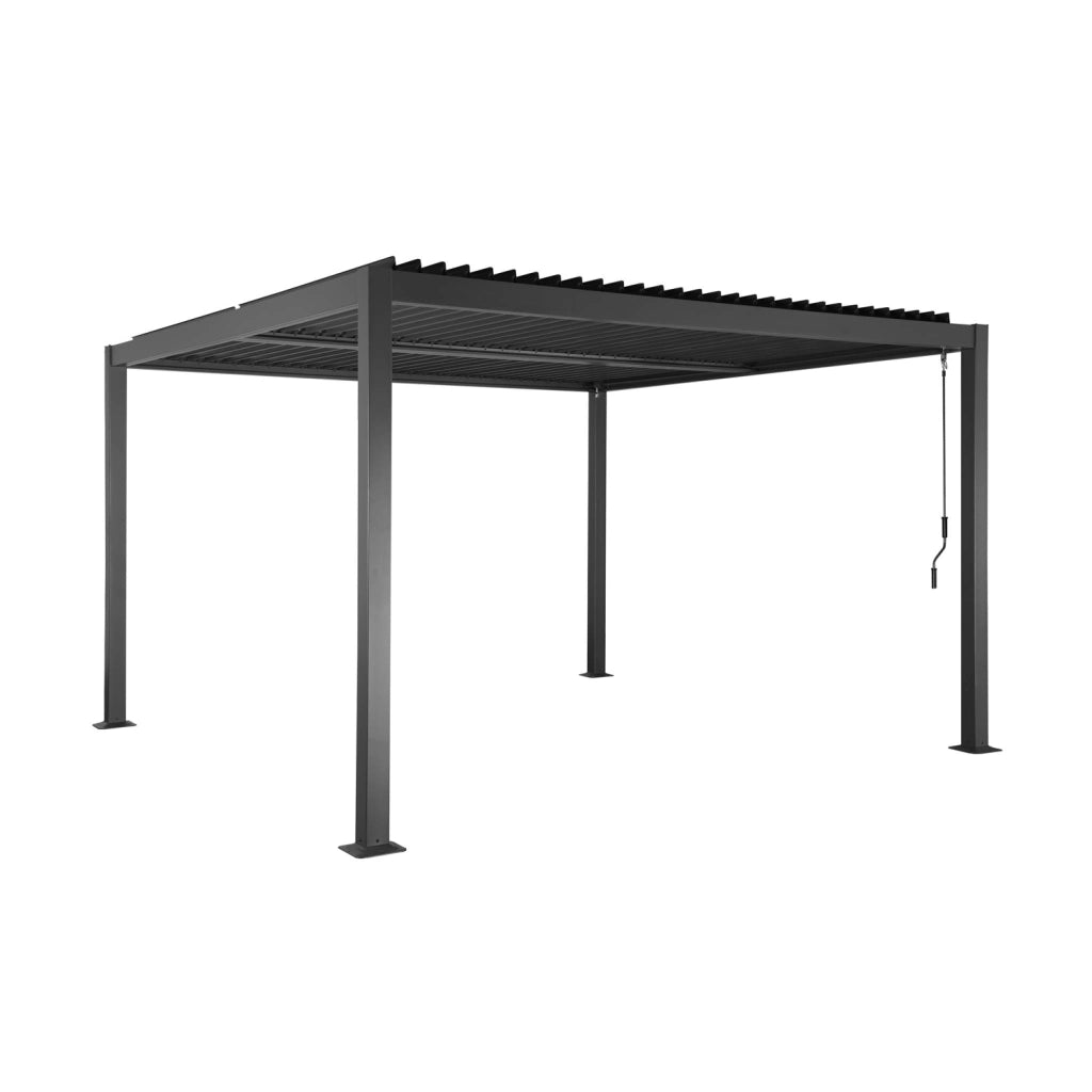 Pergola bioclimatica 3.6x3.6m in alluminio e acciaio con lamelle