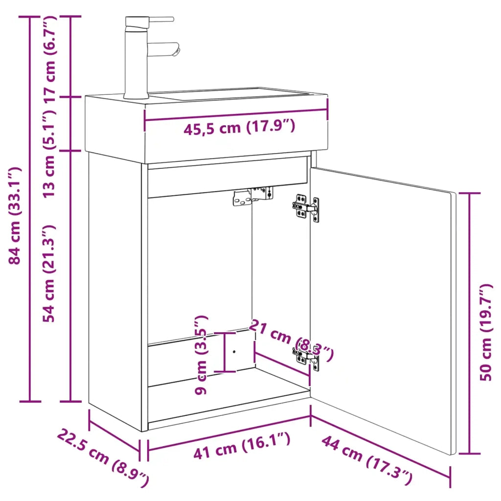 Mobile Bagno | Armadio da bagno con rubinetto Bianco 45,5 x 22,5 x 84 cm