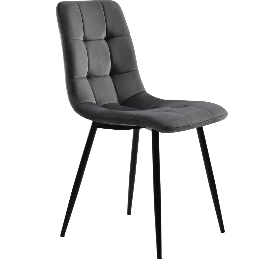 Set Tavolo da Pranzo 120x70 cm con 4 Sedie in Velluto Grigio Scuro e Gambe in Ferro Nero