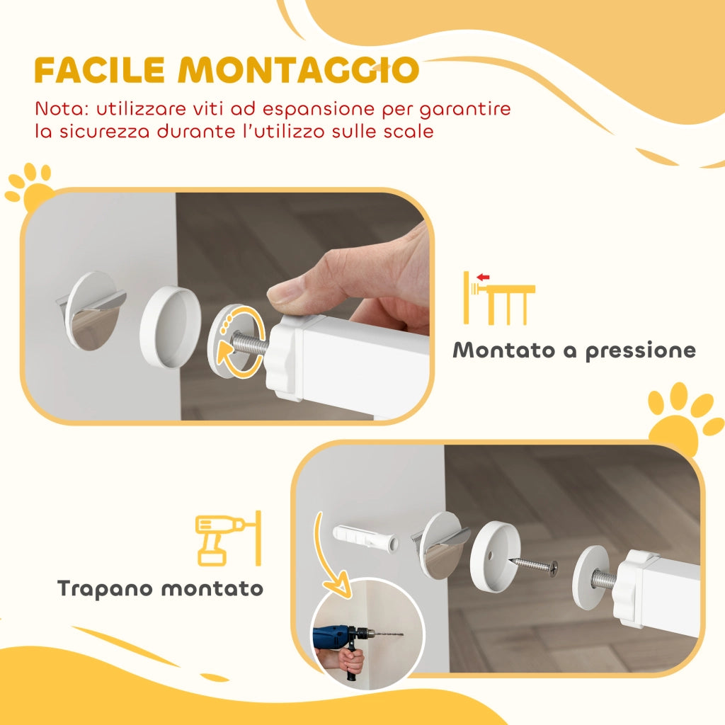 Cancello di Sicurezza per Bambini e Animali ¨C Minimal ¨C Bianco 76-102x76 cm