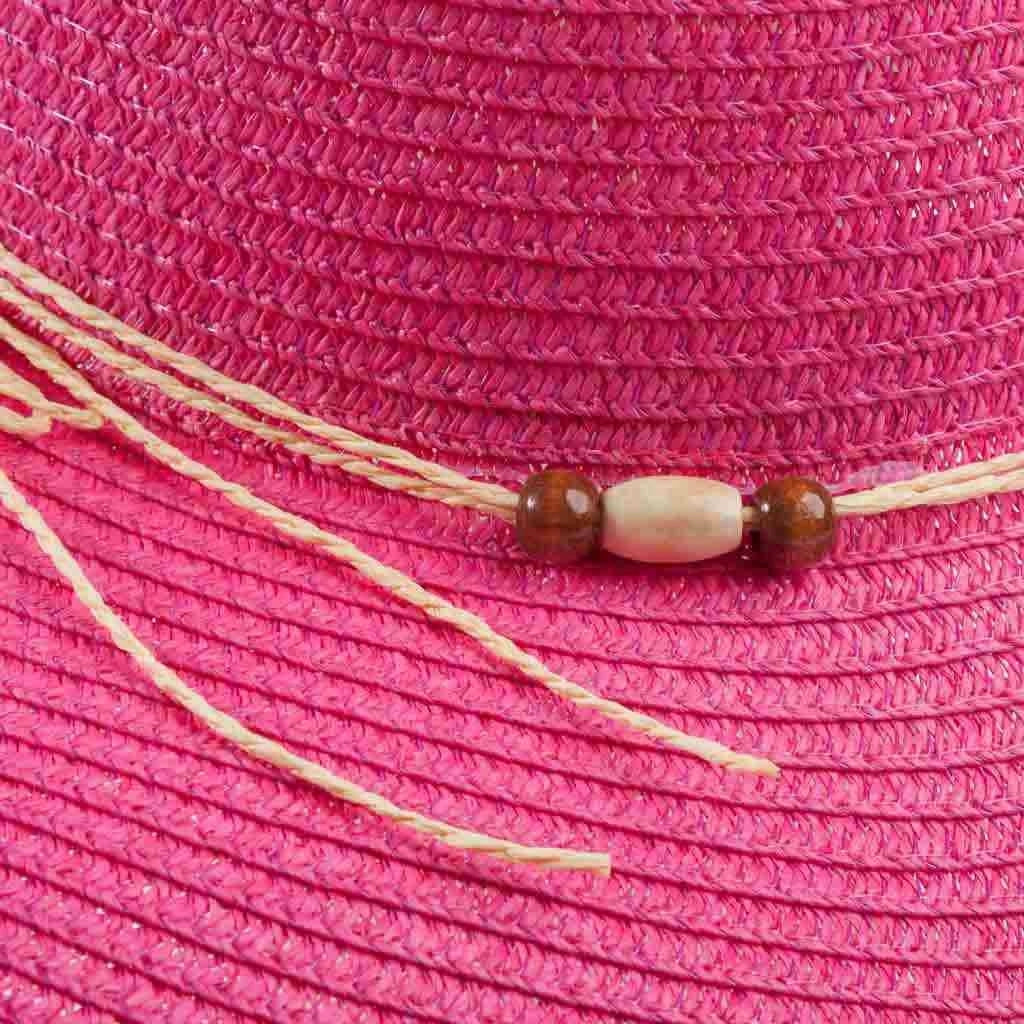 Cappello rosa a tesa larga con dettaglio 58