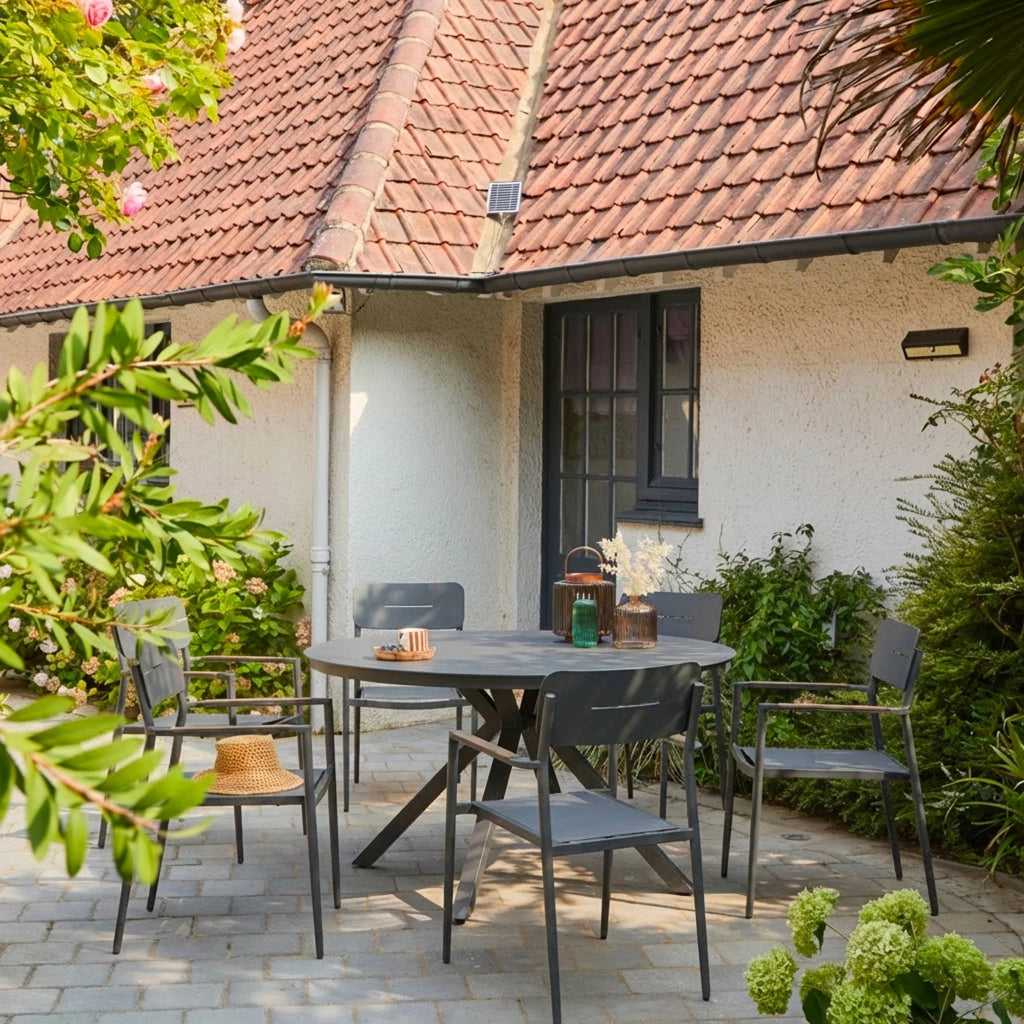 Set 4 sedie da giardino in alluminio e textilene, antracite