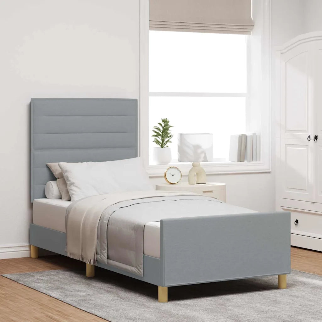 Struttura del letto Grigio chiaro 100 x 200 cm Tessuto