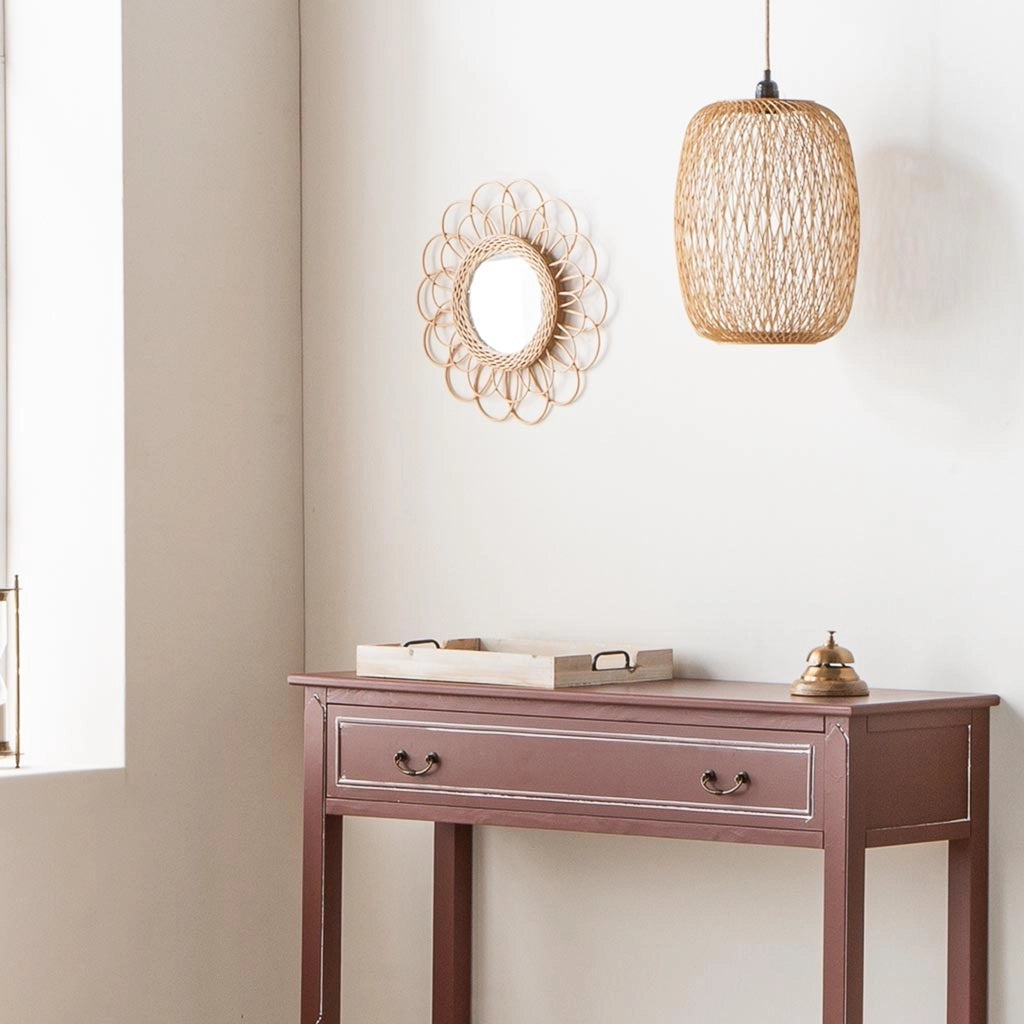 Specchio in bambù marrone d40/16,5x02h